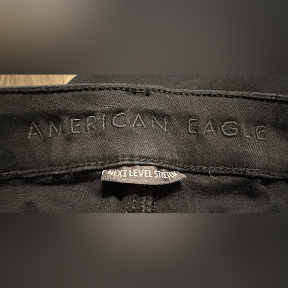 American Eagle Next Level Stretch High Rise Kick Boot Cut Black Jeans - Picture 7 of 8